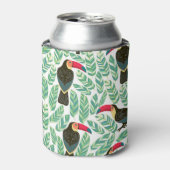 トゥーカン、熱帯葉の、装飾模様。 缶クーラー (缶正面)