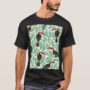 トゥーカン、熱帯葉の、装飾模様。 Tシャツ
