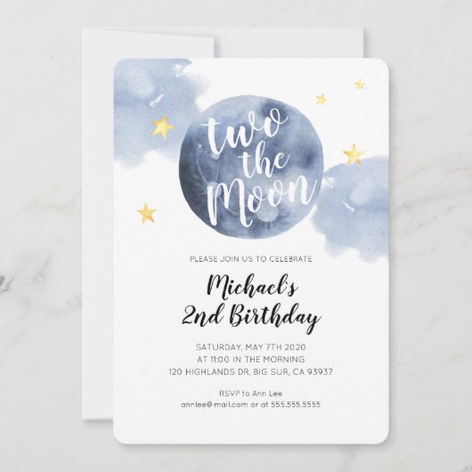 トゥーザムーンベビー第2誕生日招待状 招待状 (正面)