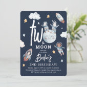トゥーザムーン かわいい宇宙動物 2歳の誕生日 招待状 (スタンド正面)