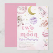 トゥーザムーン ガールズ バースデー ガール シルバー 招待状 (正面/裏面)