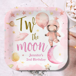 トゥーザムーン！女の子宇宙飛行士スペース2歳の誕生日 ペーパープレート