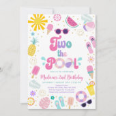 トゥーザ・プール・ガール・プールパーティー・サマー・バースデー 招待状 (正面)