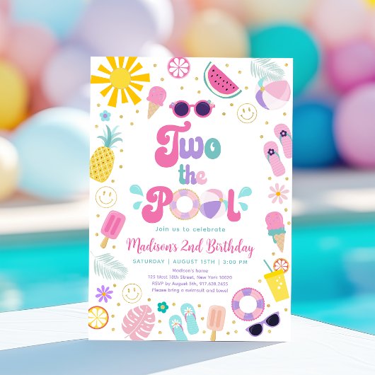 トゥーザ・プール・ガール・プールパーティー・サマー・バースデー 招待状