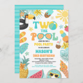 トゥーザ・プール サマー 2歳の誕生日 プールパーティー 招待状 (正面/裏面)
