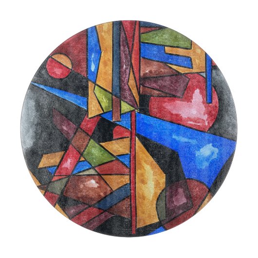 トゥーシップズ – バウハウスモダンジオメトリックアート カッティングボード (正面)