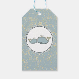 トゥーシークレジルブルー&金ゴールドブティックベビーシャワー ギフトタグ