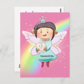 トゥースフェアリーピンクのレインボーフェアリーダストグリッター ポストカード (正面/裏面)