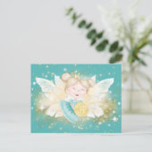 トゥース・フェアリー・レター・プリンセスと金ゴールド・コインティール(緑がかった色) ポストカード (スタンド正面)