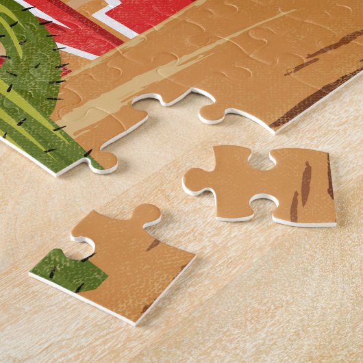 トゥーソンアリゾナのマンガ砂漠のヴィンテージ旅行 ジグソーパズル (側面)