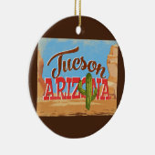 トゥーソンアリゾナのマンガ砂漠のヴィンテージ旅行 セラミックオーナメント (右)