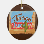 トゥーソンアリゾナのマンガ砂漠のヴィンテージ旅行 セラミックオーナメント (左)