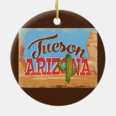トゥーソンアリゾナのマンガ砂漠のヴィンテージ旅行 セラミックオーナメント (裏面)