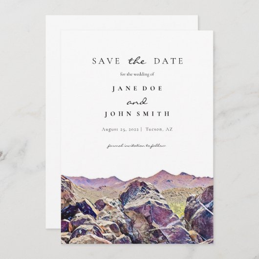 トゥーソンアリゾナ砂漠の山の日付を保存 セーブザデート (正面/裏面)