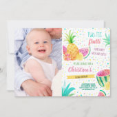 トゥーッティ·フルッティ·ガール第2回誕生日カスタム写真 招待状 (正面)