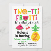 トゥーティーフルーティ 2歳の女の子の誕生日パーティー招待状 招待状 (正面)
