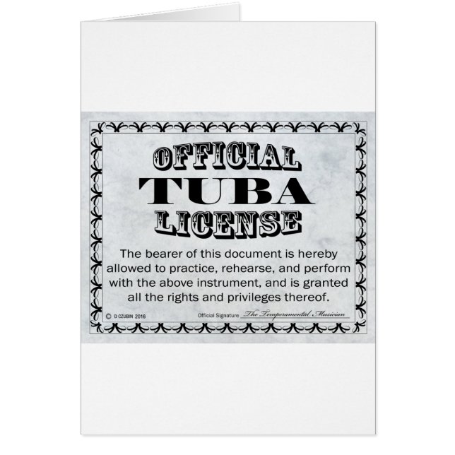 トゥーバ免許 (正面)