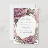 トゥーフォーエバーマウヴフローラ結婚式招待状 (正面)