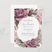 トゥーフォーエバーマウヴフローラ結婚式招待状 (正面/裏面)