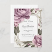 トゥーフォーエバーマウヴフローラ結婚式招待状 (正面/裏面)