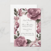 トゥーフォーエバーマウヴフローラ結婚式招待状 (正面/裏面)