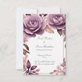 トゥーフォーエバーマウヴフローラ結婚式招待状 (正面)