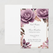 トゥーフォーエバーマウヴフローラ結婚式招待状 (正面/裏面)