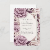 トゥーフォーエバーマウヴフローラ結婚式招待状 (正面/裏面)