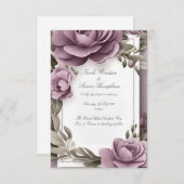 トゥーフォーエバーマウヴフローラ結婚式招待状 (正面/裏面)