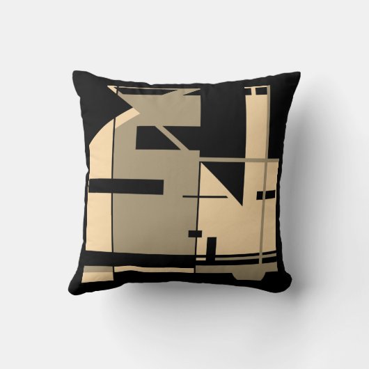 トゥーペクリームブラックはっきりした幾何学的モザイク抽象芸術 クッション (裏面)