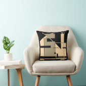 トゥーペクリームブラックはっきりした幾何学的モザイク抽象芸術 クッション (椅子)