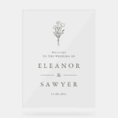 トゥーペグリーンミニマルフローラブーケ結婚ス アクリルサイン (正面)