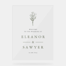 トゥーペグリーンミニマルフローラブーケ結婚ス アクリルサイン