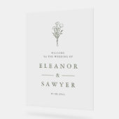 トゥーペグリーンミニマルフローラブーケ結婚ス アクリルサイン (傾斜)