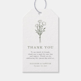 トゥーペグリーンミニマルフローラブーケ結婚ス ギフトタグ