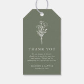 トゥーペグリーンミニマルフローラブーケ結婚ス ギフトタグ (裏面)