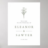 トゥーペグリーンミニマルフローラブーケ結婚ス ポスター (正面)