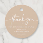 トゥーペニュートラルモダンベビーシャワーメッセージカードシンプル フェイバータグ (正面)