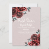 トゥーペブルガンディウォーターカラーバラブライダルシャワー 招待状 (正面)