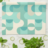 トゥーペベージュティール(緑がかった色)ブルーミントグリーンサークルパターン キッチンタオル (折り畳み)