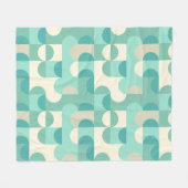 トゥーペベージュティール（緑がかった色）ブルーミントグリーンサークルパターン フリースブランケット (正面(横))