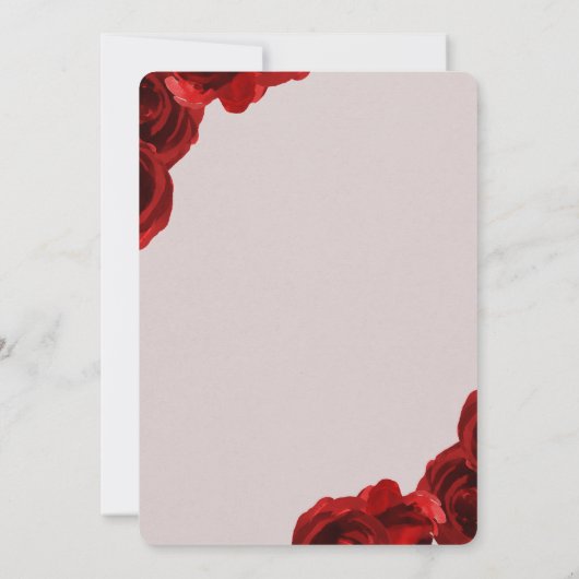 トゥーペレッドローゼホワイト葉スドレスブライダルシャワー 招待状 (裏面)