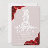 トゥーペレッドローゼホワイト葉スドレスブライダルシャワー 招待状 (正面)