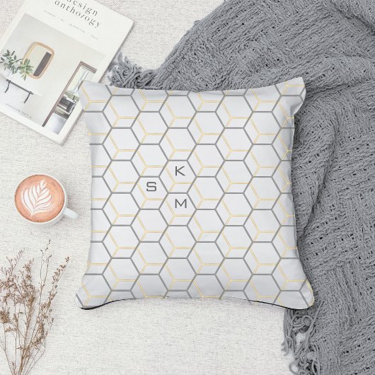 トゥーペ白モダン抽象芸術幾何モノグラムの クッション