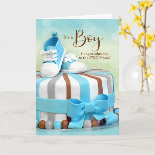 トゥーモムズ新生児ボーイおめでとう カード (黄色い花)
