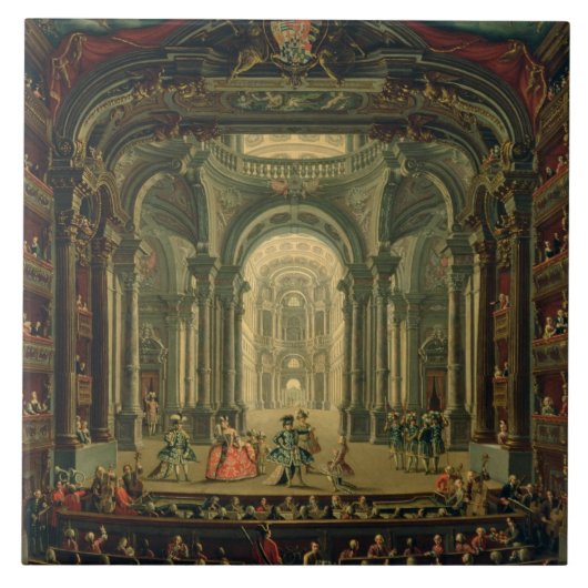 トゥーリン(キャンバスの油)のTeatro Reale タイル (正面)