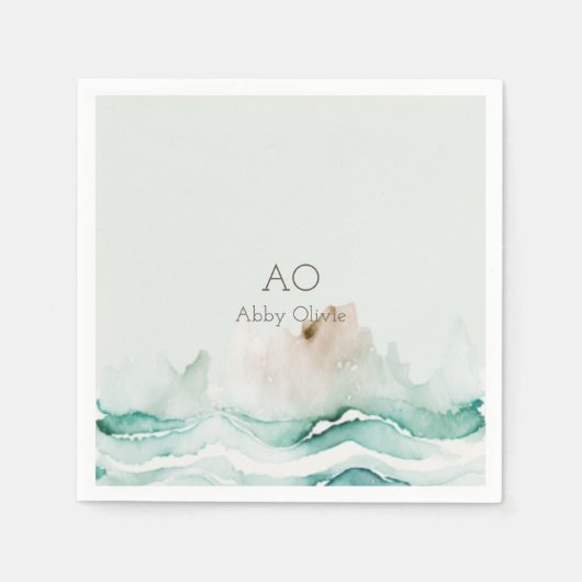 トゥールコイズグリーンパステル水色 スタンダードカクテルナプキン (正面)