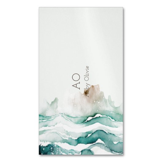 トゥールコイズグリーンパステル水色 マグネット名刺 (正面縦)