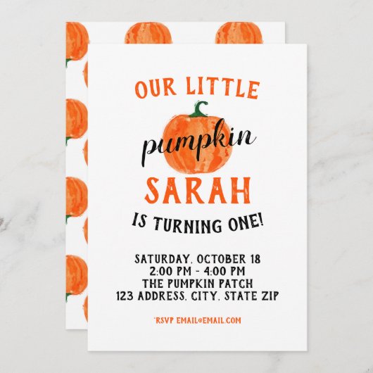 トゥールリトルカボチャ誕生日招待状 招待状 (正面/裏面)