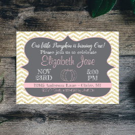 トゥールリトルカボチャ金ゴールドグリッター誕生日招待状 招待状